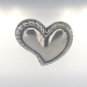 Vintage Sterling Silver 925 Puffy Heart Brooch Pin Mexico TN-48, 16.4g Estate